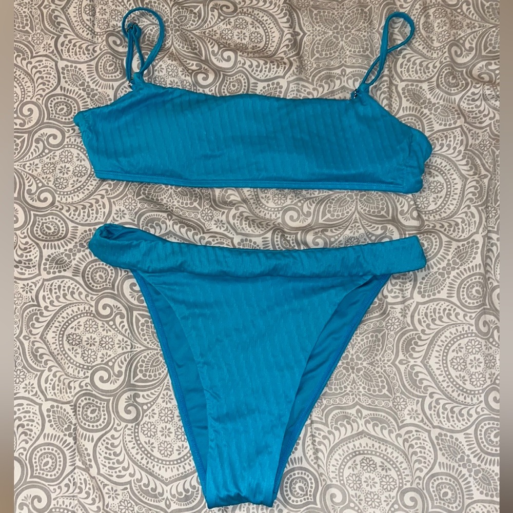 Monday Swimwear Bahamas Top & Argentina bottom in color of Sea Jacquard